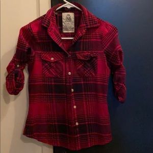 Red and Black 3/4 Sleeve Flannel